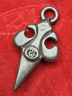 Travis Walker Trident Dagger Fleur-de-lis Silver 925 Pendant Necklace with Stone